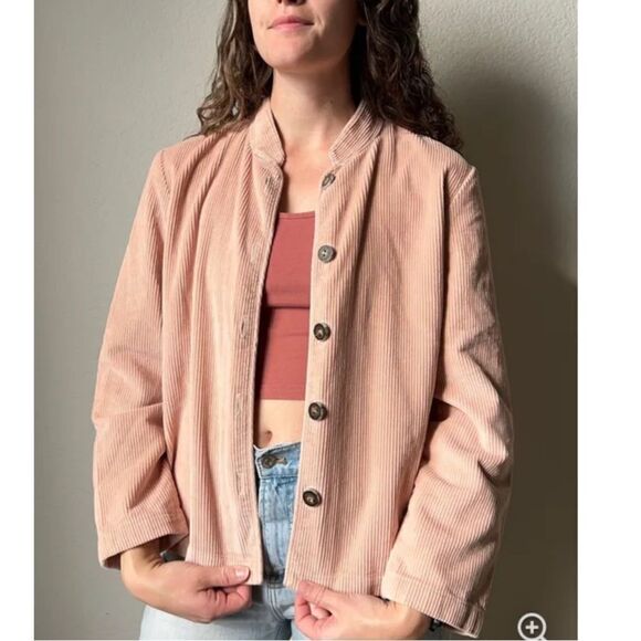 Orvis Blush Pink Corduroy Button Jacket Womens Cottagecore Classic Soft Neutrals - Picture 2 of 13
